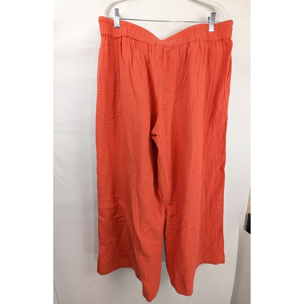 Pact Womens Organic Cotton Coastal Double Gauze Split Hem Pant Size XL Green - Picture 9 of 10